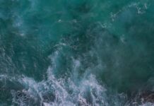 Najciekawsze rekordy Guinnessa z Australii Zapierający dech w piersiach widok z lotu ptaka na słynny basen Bondi Beach spotykający się z falami oceanu w Australii.