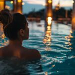 Zima na Pomorzu. Miejsca, w których znajdziesz ukojenie woman in luxury five stars spa resort in the swimming pool.